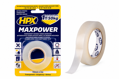 Εικόνα της Διάφανη ταινία διπλής όψης MAXPOWER 19mmx2m