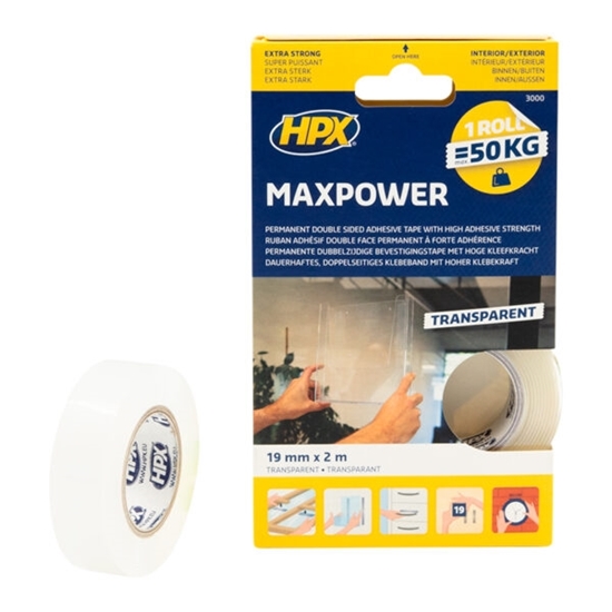 Εικόνα από Διάφανη ταινία διπλής όψης MAXPOWER 19mmx2m